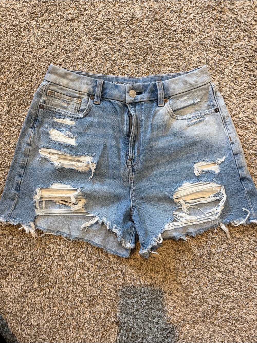American Eagle Outfitters Light Blue Distressed Denim Shorts